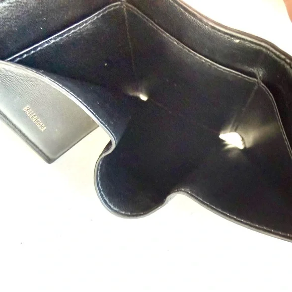 Balenciaga Hourglass Mini Black Calfskin Wallet with Gold Logo - Picture 14 of 15